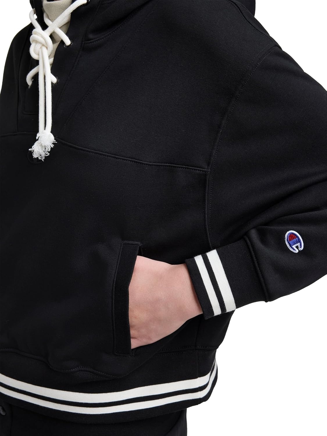 image:imageChampion Womens Tackle Front Lace Pullover Hoodie Loose Fit French TerryBlack