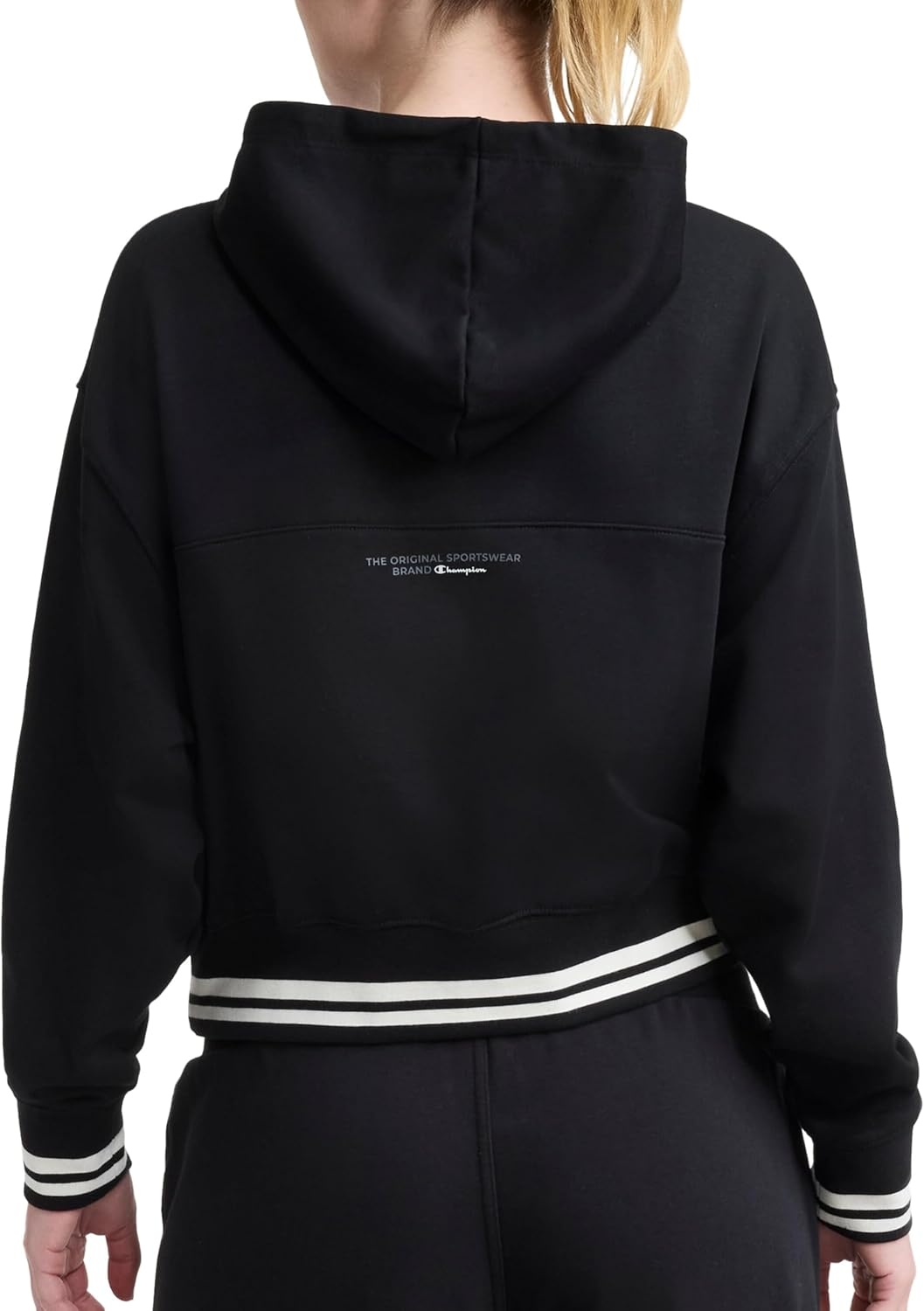image:imageChampion Womens Tackle Front Lace Pullover Hoodie Loose Fit French TerryBlack