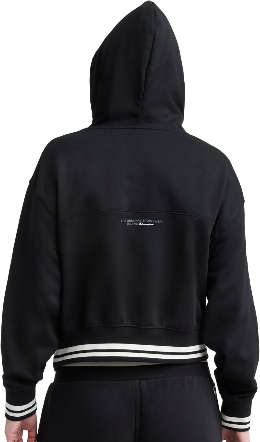 image:imageChampion Womens Tackle Front Lace Pullover Hoodie Loose Fit French TerryBlack