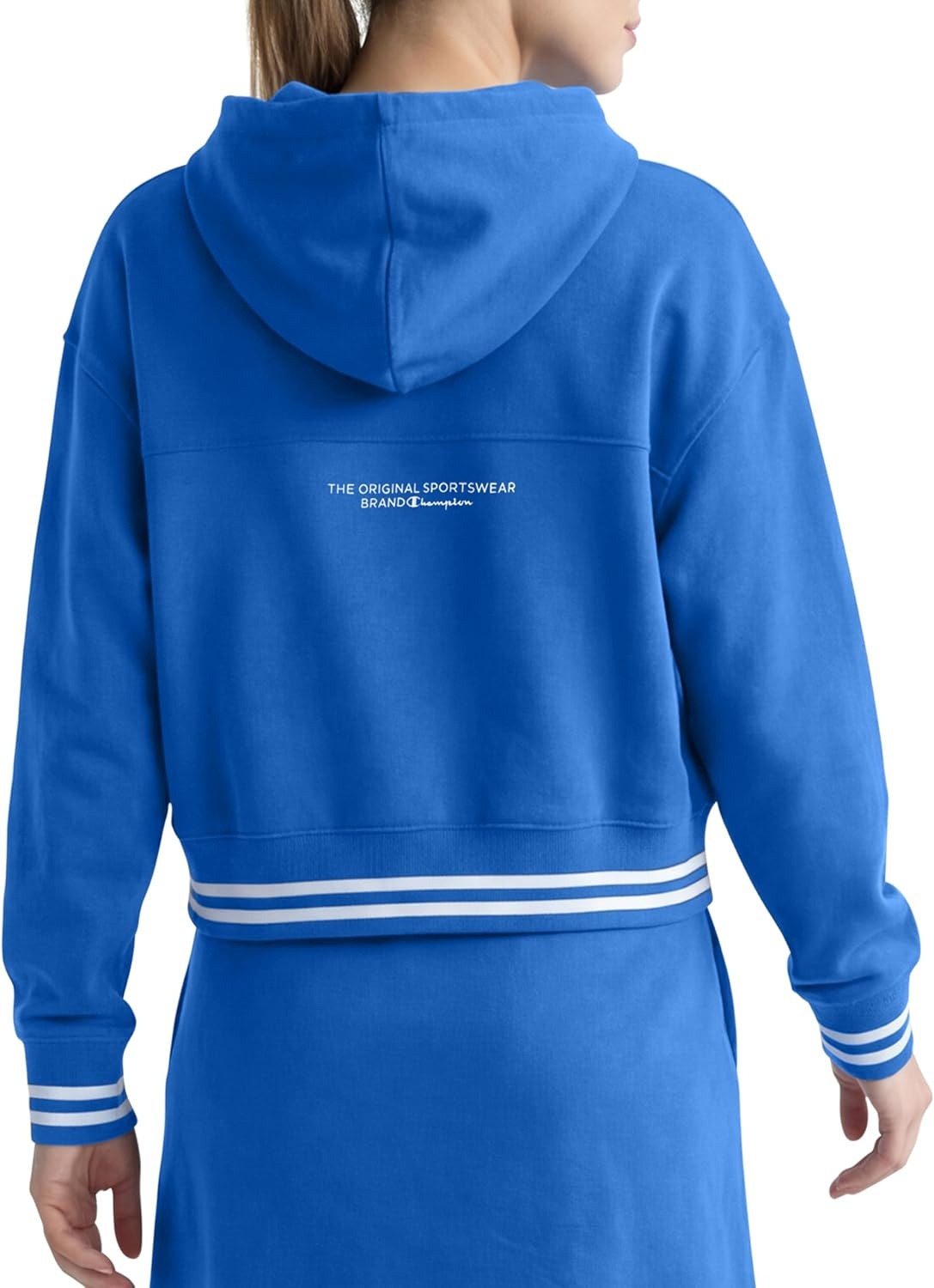 image:imageChampion Womens Tackle Front Lace Pullover Hoodie Loose Fit French TerryNebulas Blue