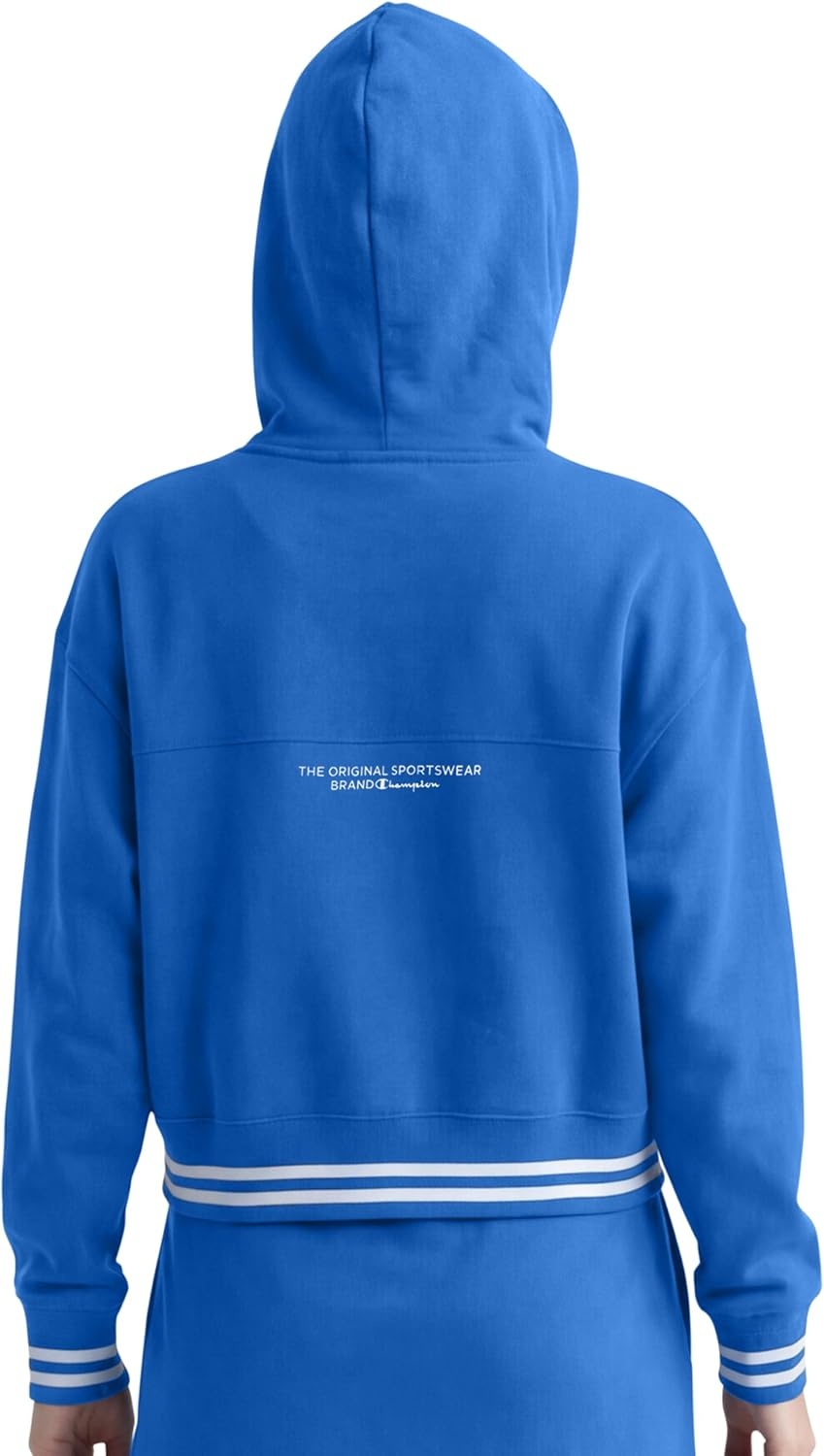 image:imageChampion Womens Tackle Front Lace Pullover Hoodie Loose Fit French TerryNebulas Blue