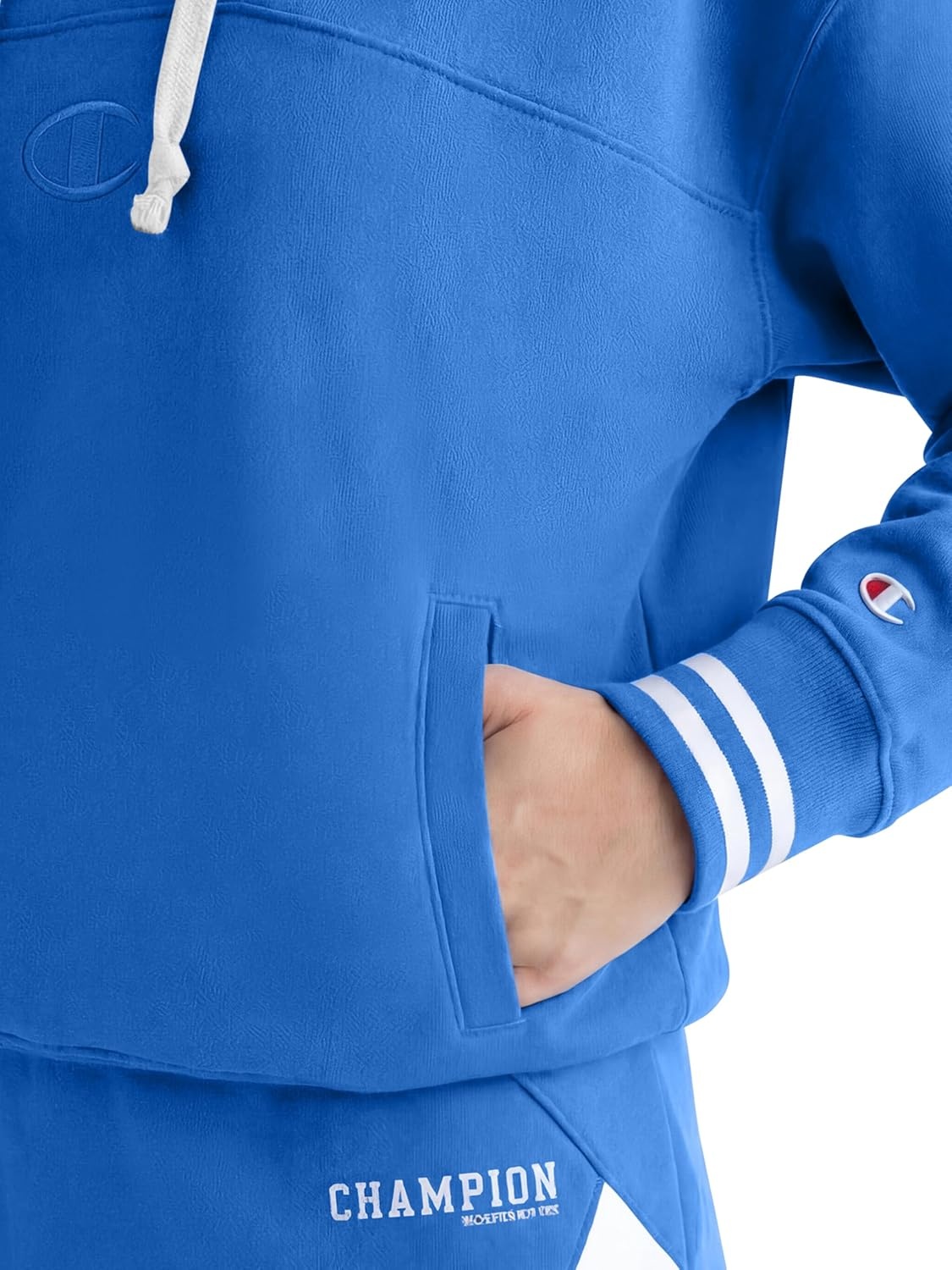 image:imageChampion Womens Tackle Front Lace Pullover Hoodie Loose Fit French TerryNebulas Blue