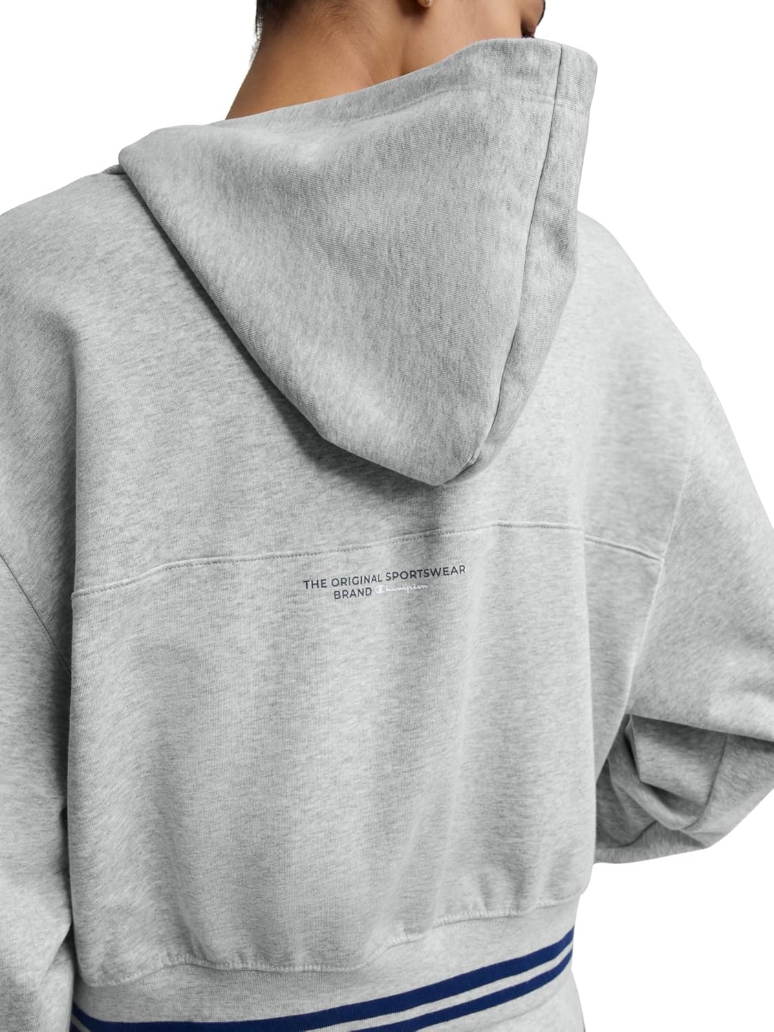 image:imageChampion Womens Tackle Front Lace Pullover Hoodie Loose Fit French TerryOxford Gray Heather