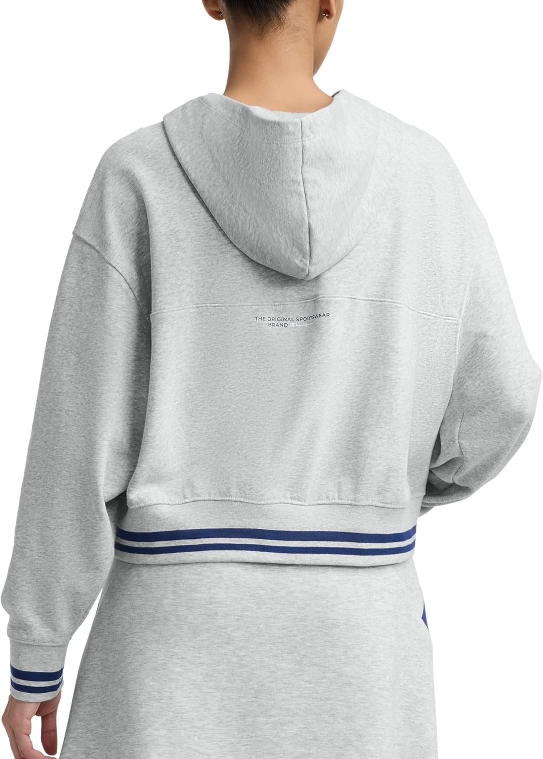 image:imageChampion Womens Tackle Front Lace Pullover Hoodie Loose Fit French TerryOxford Gray Heather