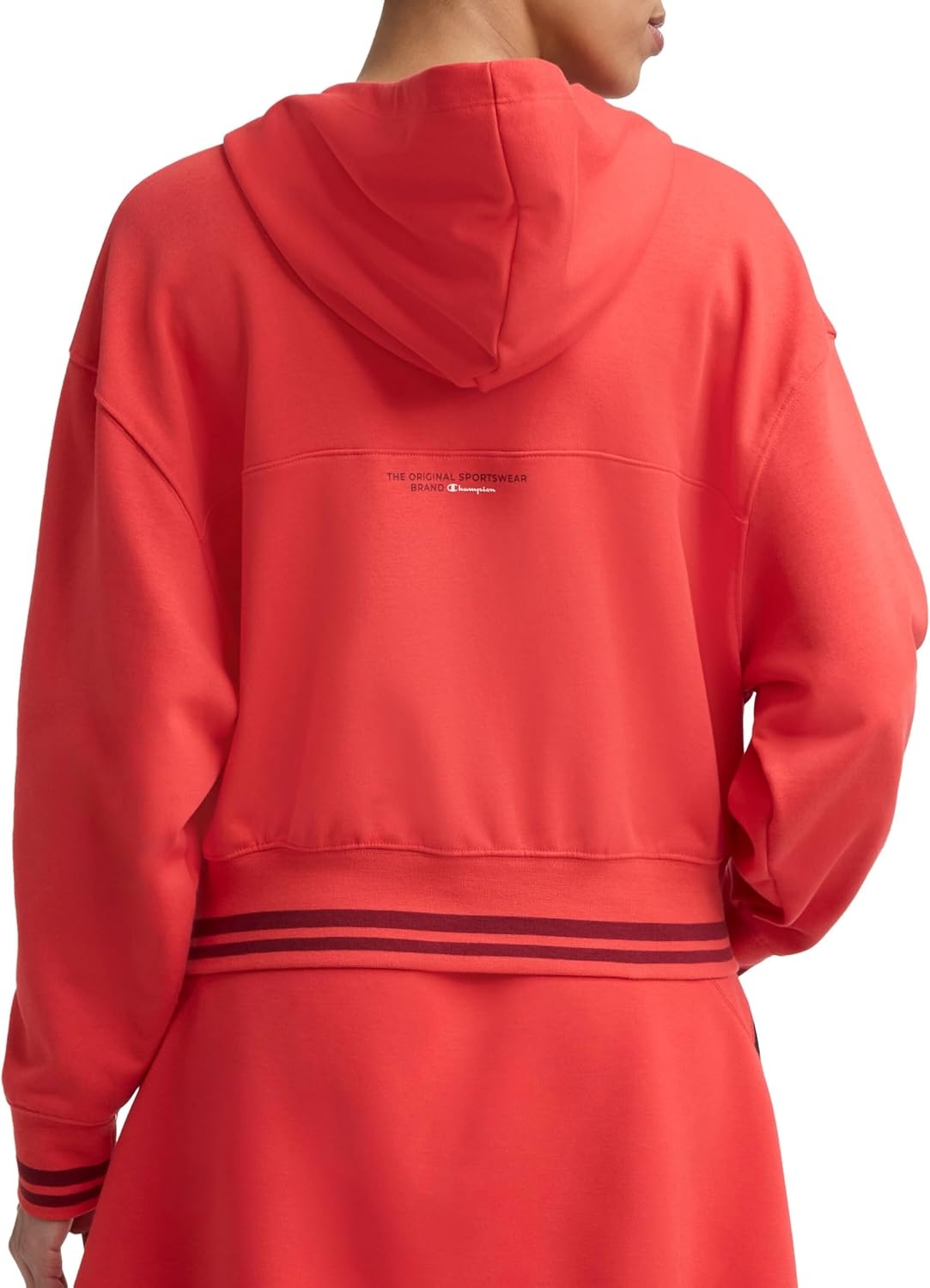 image:imageChampion Womens Tackle Front Lace Pullover Hoodie Loose Fit French TerryPoppy Red