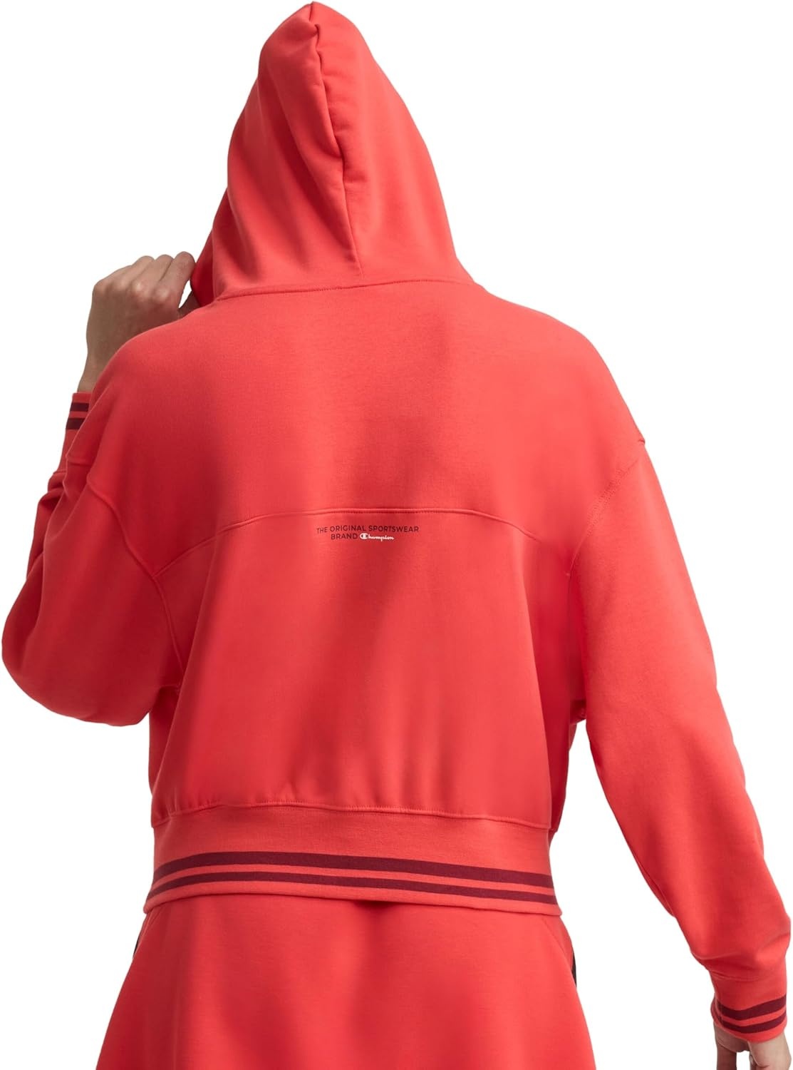 image:imageChampion Womens Tackle Front Lace Pullover Hoodie Loose Fit French TerryPoppy Red