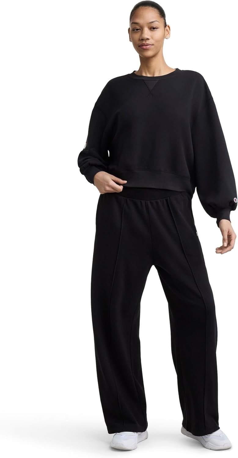 image:imageChampion Womens Tackle Open Bottom Pant Standard Fit French TerryBlack
