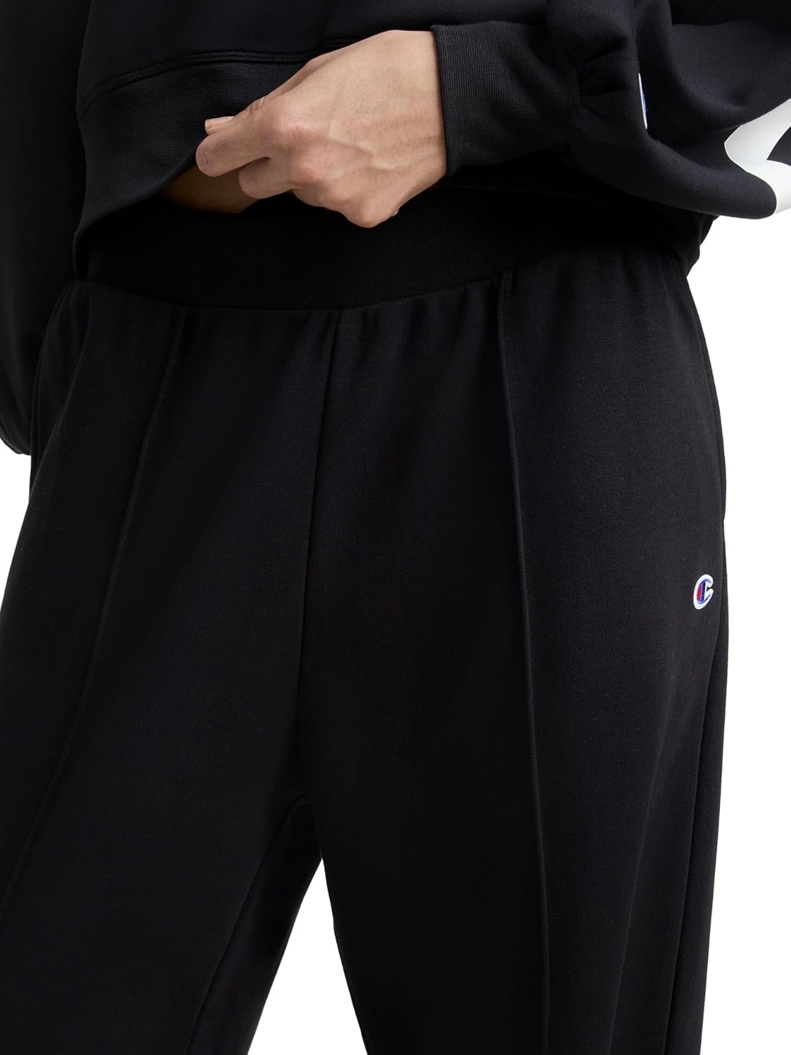 image:imageChampion Womens Tackle Open Bottom Pant Standard Fit French TerryBlack