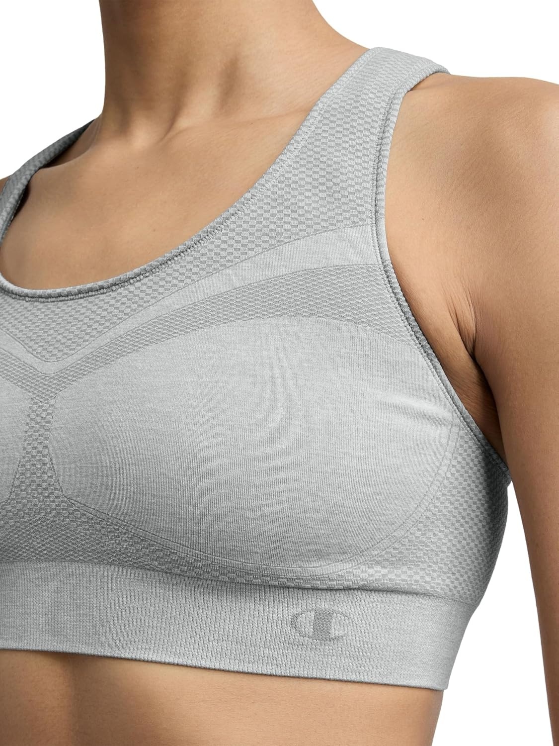 image:imageChampion Womens The Infinity Racerback Sports Bra Moderate Support Seamless MoistureWickingOxford Gray Heather