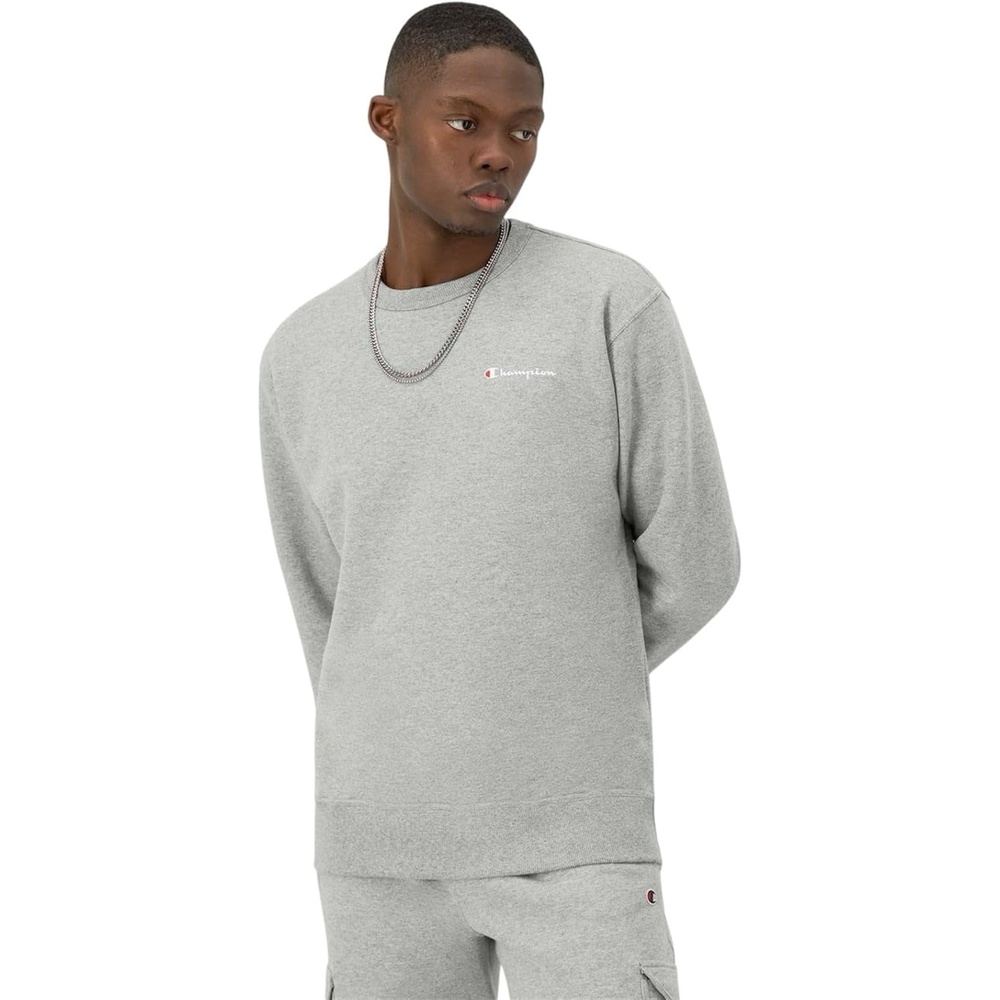 image:imageChampion Mens Crewneck Fleece Sweatshirt Standard Fit Midweight Script Logo Available in Regular and Big amp TallOxford Gray Small  Small Script Logo