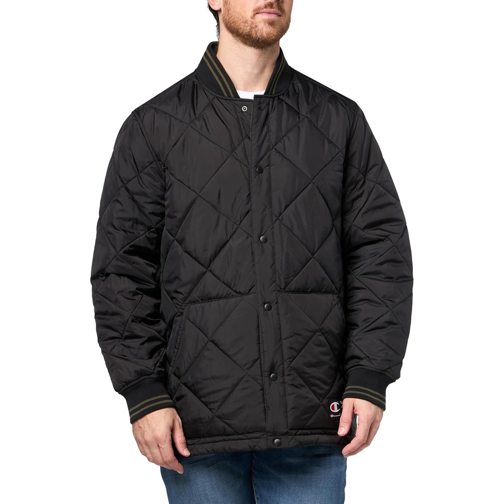 image:imageChampion Mens Diamond Quilted Reversible Open Bottom JacketBlackOlive