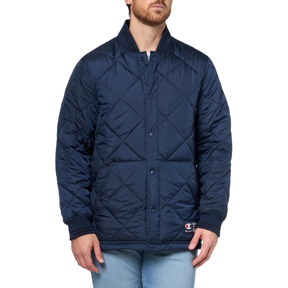 image:imageChampion Mens Diamond Quilted Reversible Open Bottom JacketNavyBlack