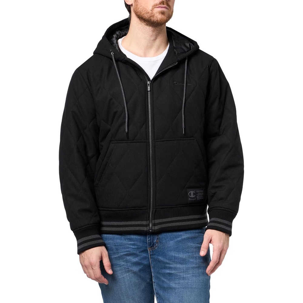image:imageChampion Mens Diamond Quilted Varsity HoodyBlack
