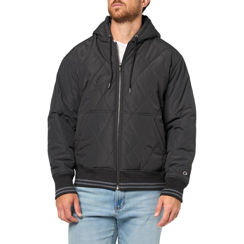 image:imageChampion Mens Diamond Quilted Varsity HoodyCharcoal Tech