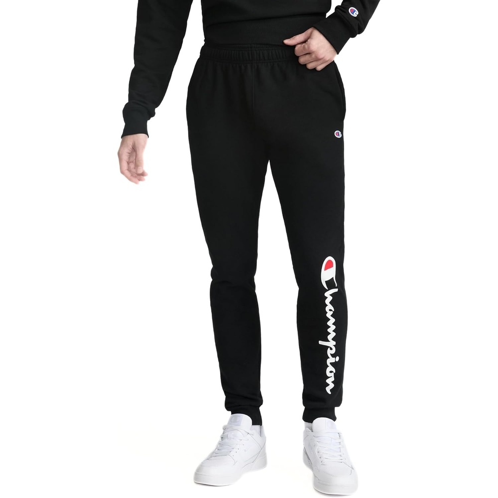 image:imageChampion Mens Graphic Fleece Joggers Sweatpants Standard Fit Midweight Fleece Classic Script LogoBlack