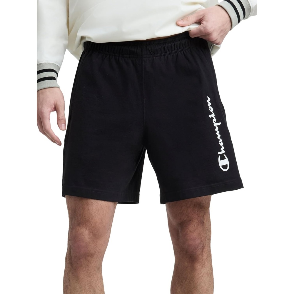 image:imageChampion Mens Graphic Lounge Shorts Standard Fit 7 Inch Inseam Script Logo Lightweight 100 Cotton JerseyBlack