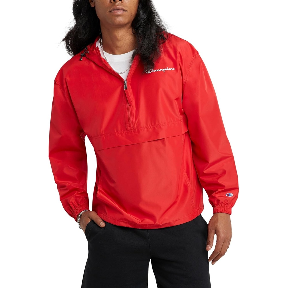image:imageChampion Mens Jacket Stadium Fullzip Jacket Wind Resistant Water Resistant Jacket for MenScarlet Small Small Script Logo