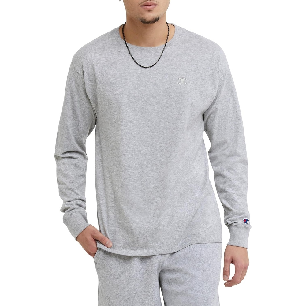 image:imageChampion Mens Long Sleeve Tshirt Classic Tshirt for Men Reg Or Big amp TallOxford Gray