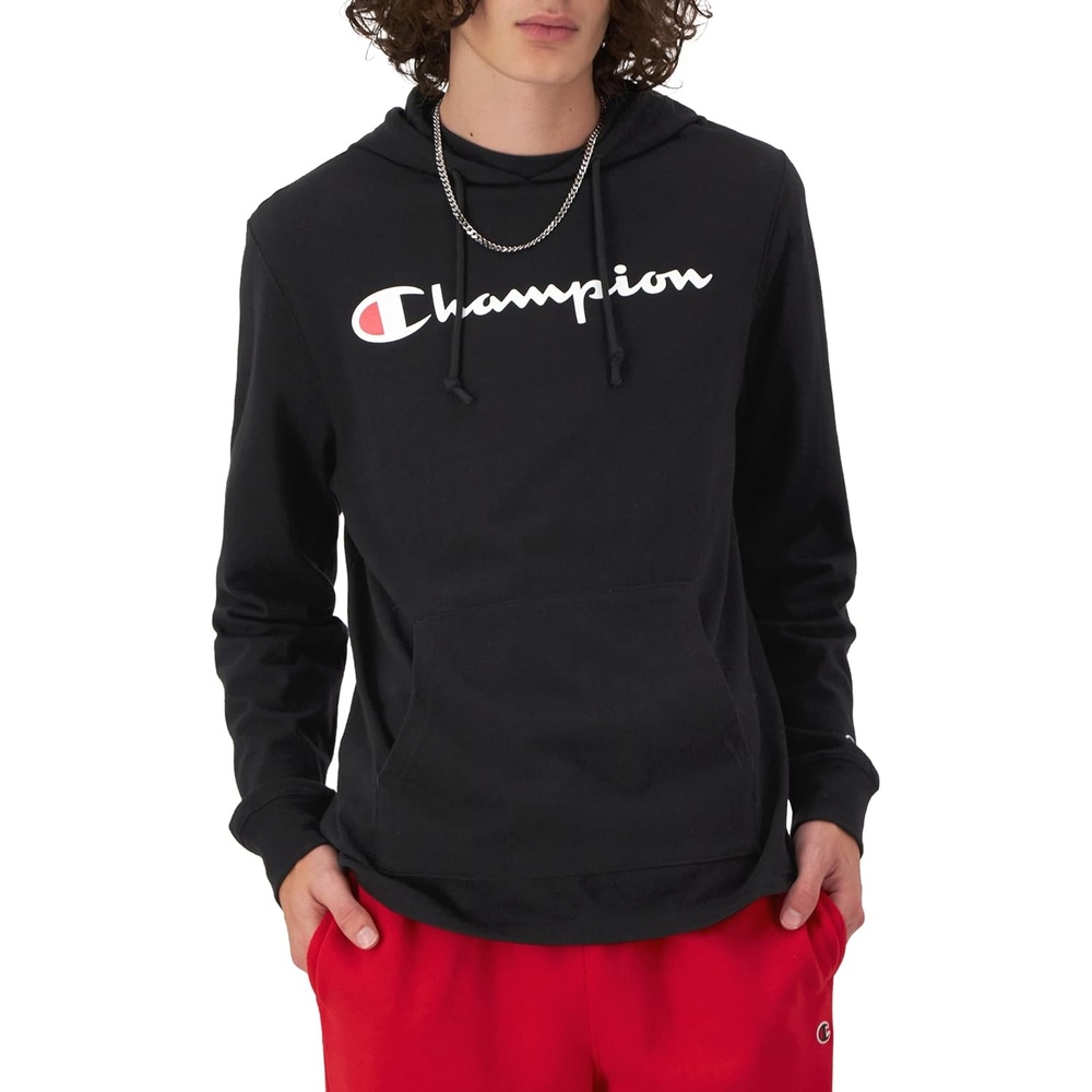 image:imageChampion Mens Long Sleeve Tshirt Hoodie Retired ColorsBlack Classic Script Logo