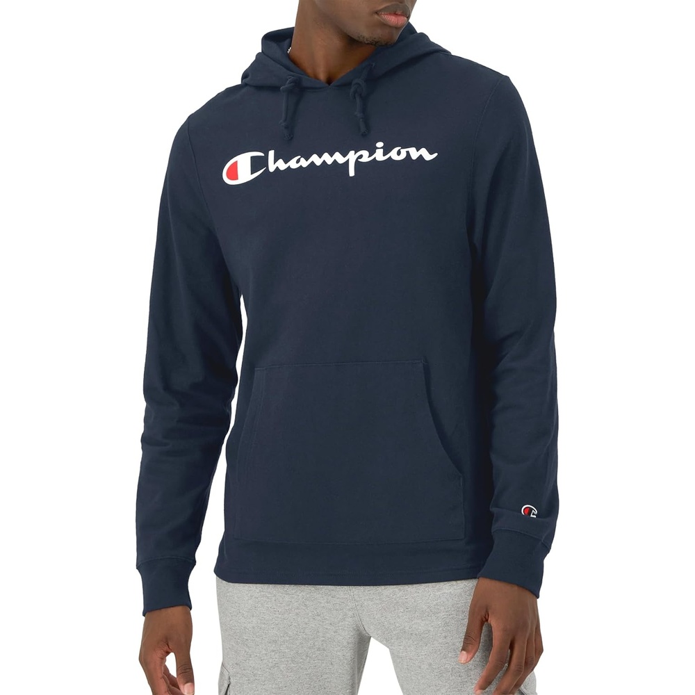 image:imageChampion Mens Long Sleeve Tshirt Hoodie Retired ColorsNavy Classic Script Logo