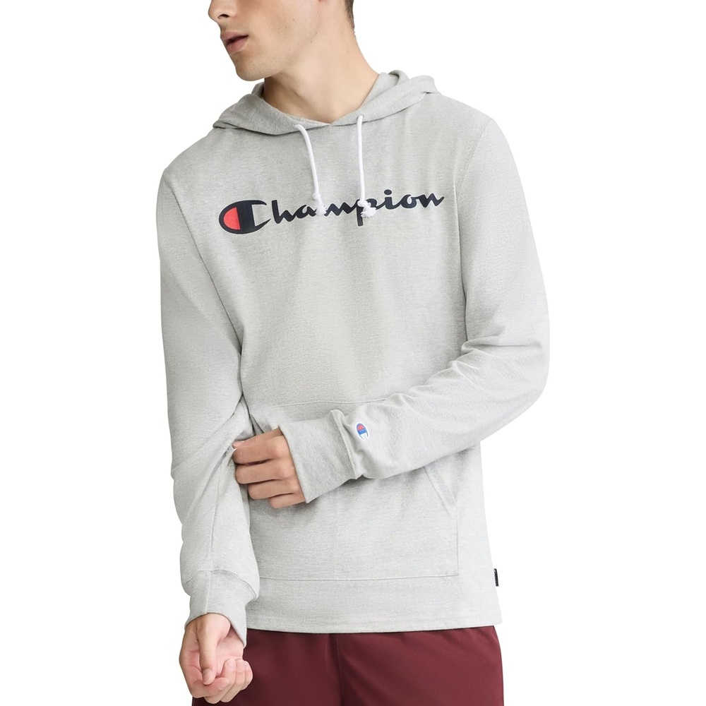 image:imageChampion Mens Long Sleeve Tshirt Hoodie Retired ColorsOxford Gray Classic Script Logo