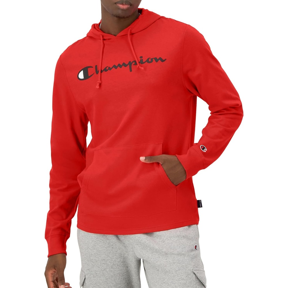 image:imageChampion Mens Long Sleeve Tshirt Hoodie Retired ColorsScarlet Classic Script Logo