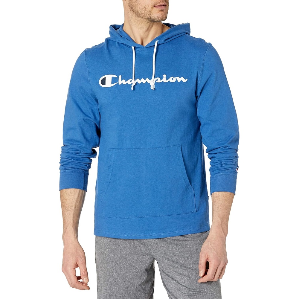 image:imageChampion Mens Long Sleeve Tshirt Hoodie Retired ColorsShield Blue Script