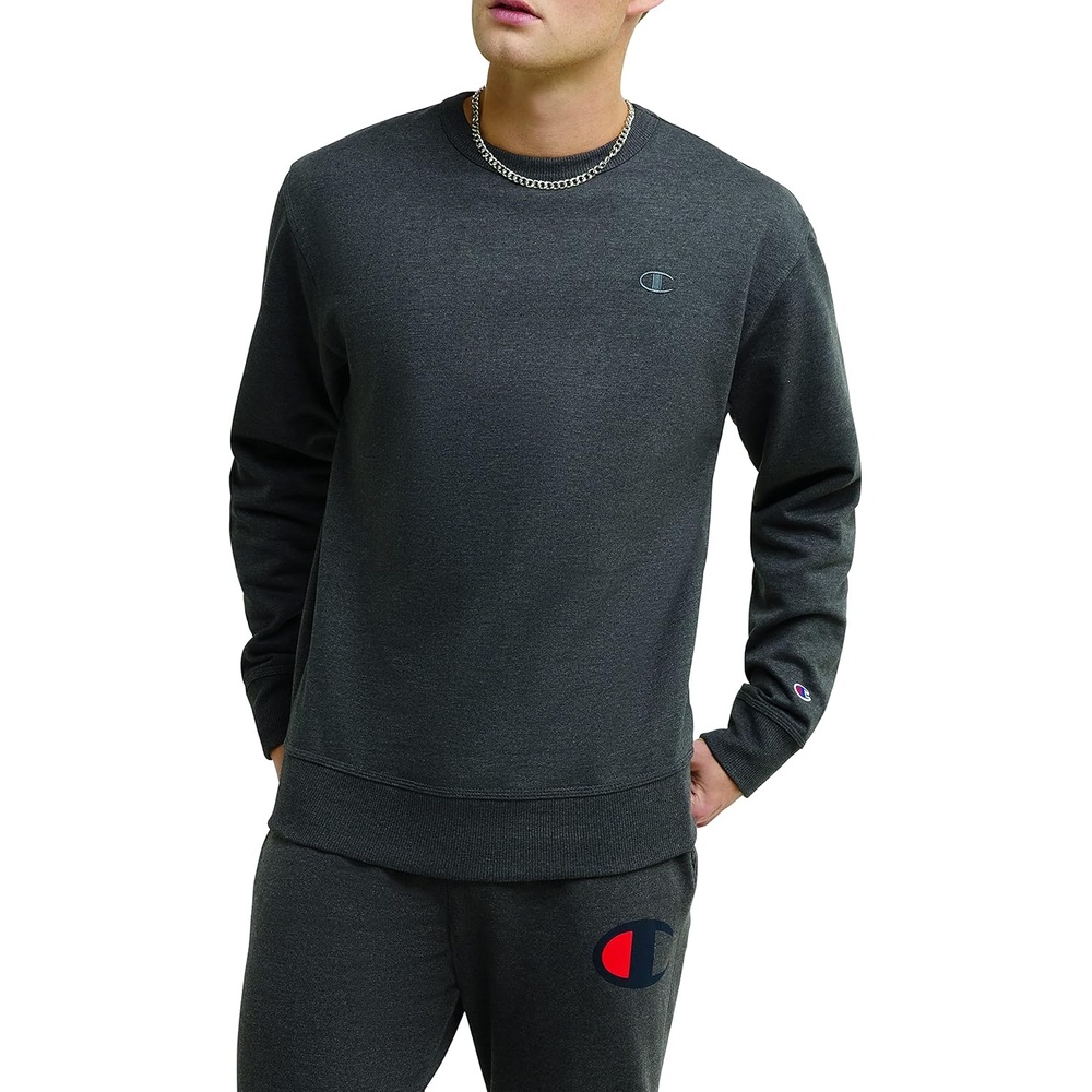 image:imageChampion Mens Mens Crewneck Fleece Sweatshirt Standard Fit Midweight C Logo Available in Regular and Big amp TallGranite Heather