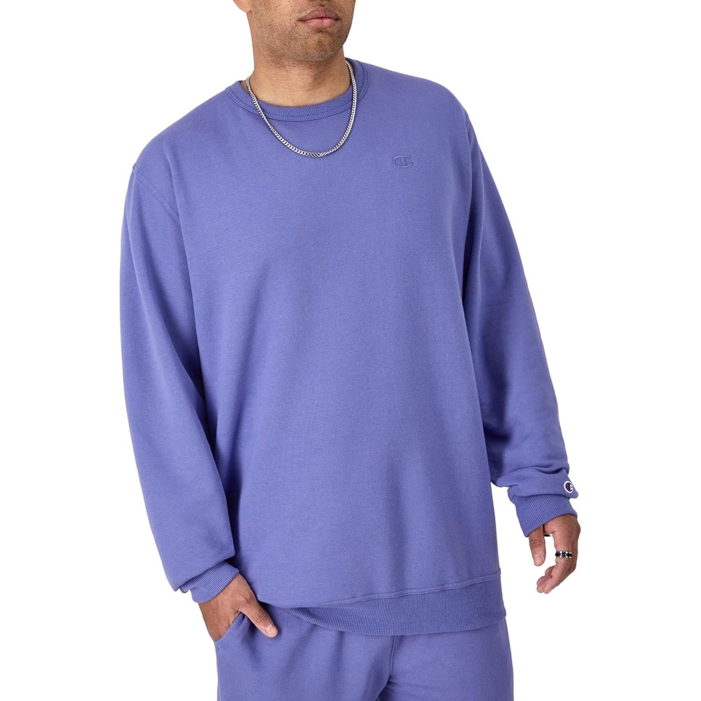 image:imageChampion Mens Mens Crewneck Fleece Sweatshirt Standard Fit Midweight C Logo Available in Regular and Big amp TallStone Crush Blue C Logo