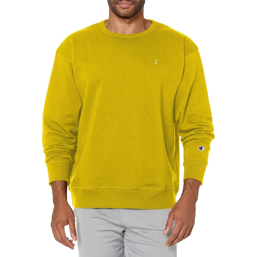image:imageChampion Mens Mens Crewneck Fleece Sweatshirt Standard Fit Midweight C Logo Available in Regular and Big amp TallTeam Gold C Logo