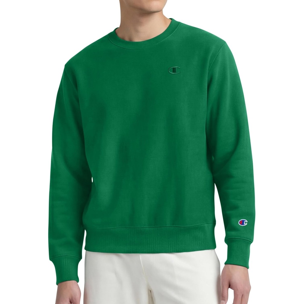 image:imageChampion Mens Mens Crewneck Fleece Sweatshirt Standard Fit Midweight C Logo Available in Regular and Big amp TallVerdant Green C Logo