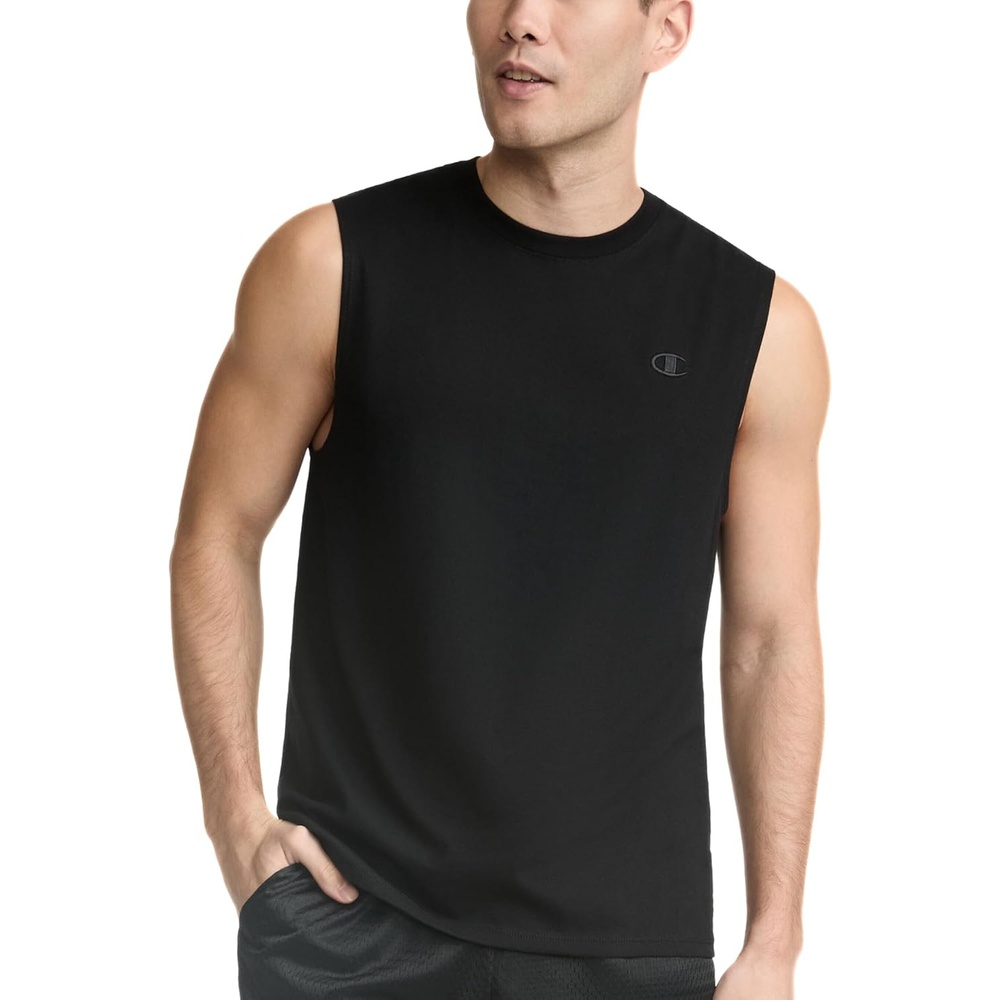 image:imageChampion Mens Muscle Tank Classic Graphic Muscle Tee Sleeveless Tshirt for Men Reg Or Big amp TallBlack  C Logo
