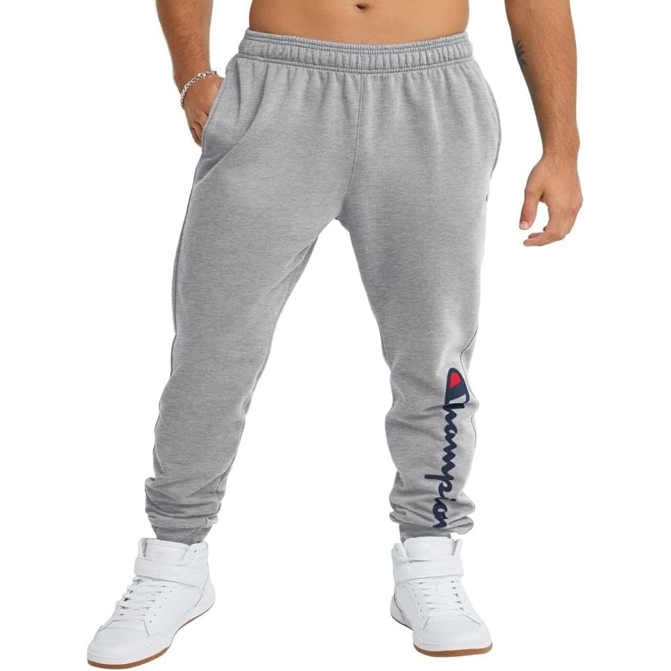 image:imageChampion Mens Powerblend Fleece JoggersOxford Gray Classic Script Logo