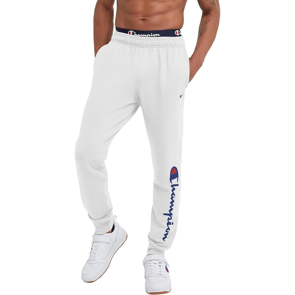 image:imageChampion Mens Powerblend Fleece JoggersWhite Script