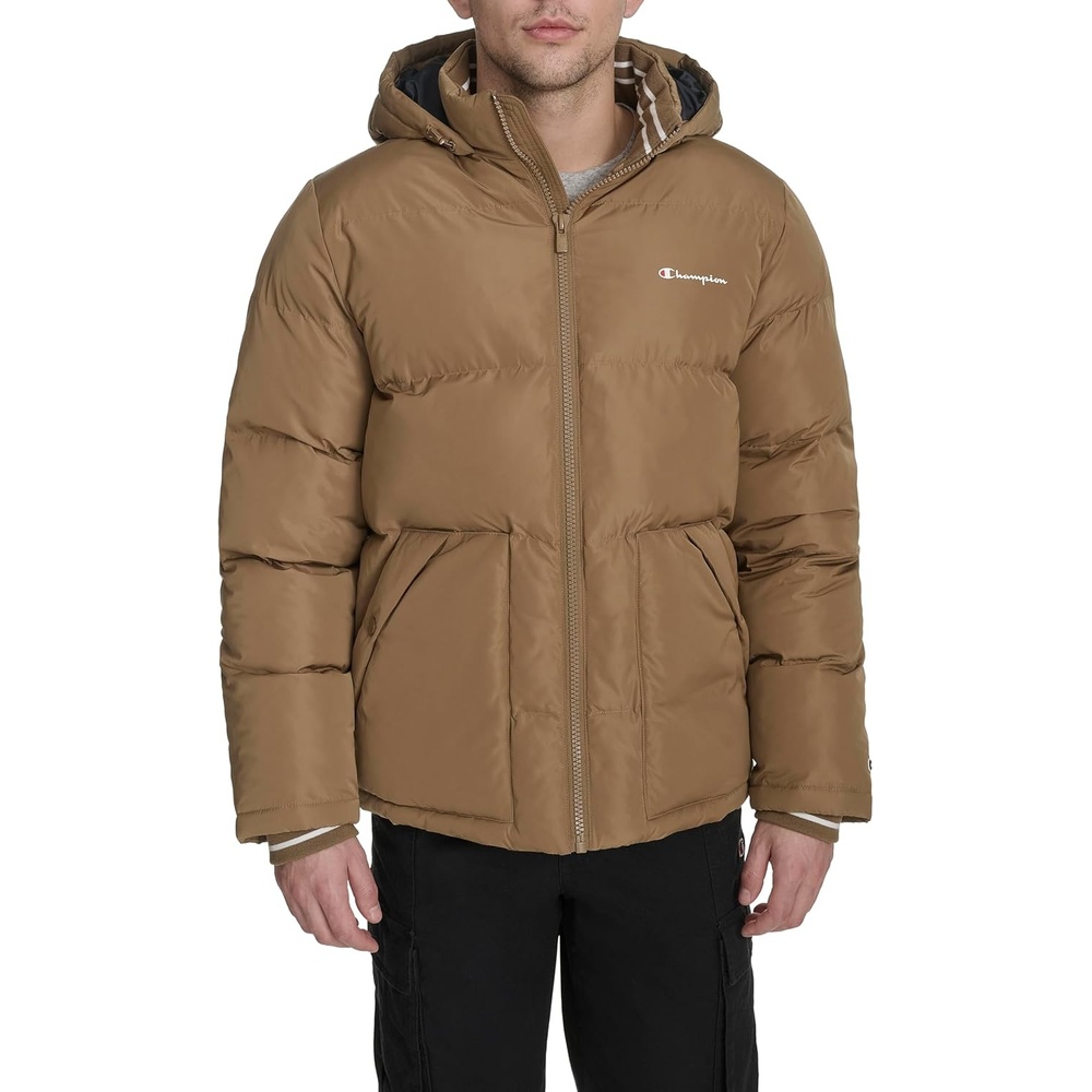image:imageChampion Mens Quilted Fullzip Hooded Puffer JacketOtter Patch Pocket