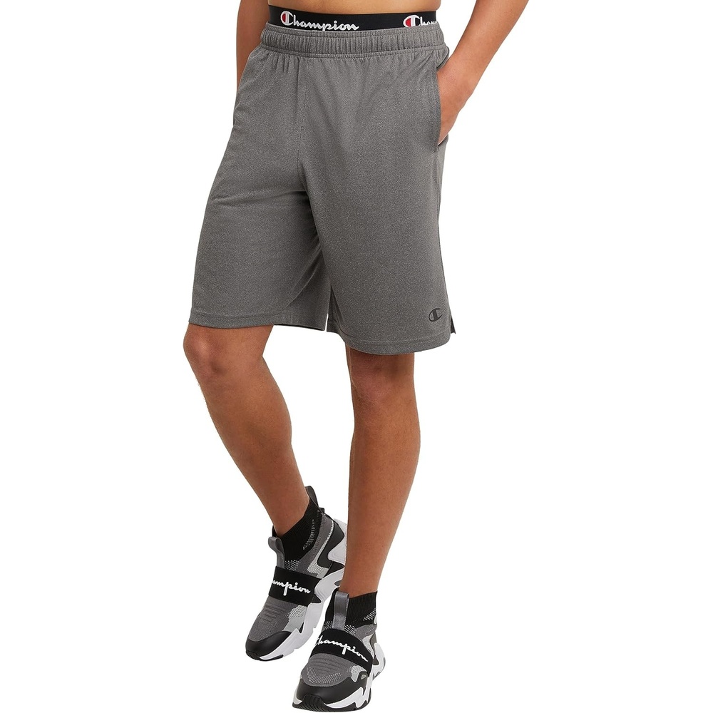 image:imageChampion Mens Sport Shorts Standard Fit 10 Inch Inseam Lightweight Fabric MoistureWickingGranite Gray Heather