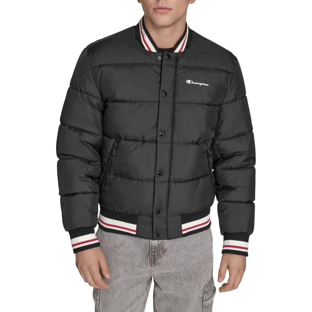 image:imageChampion Mens Varsity Bomber Puffer JacketNew Black Tech