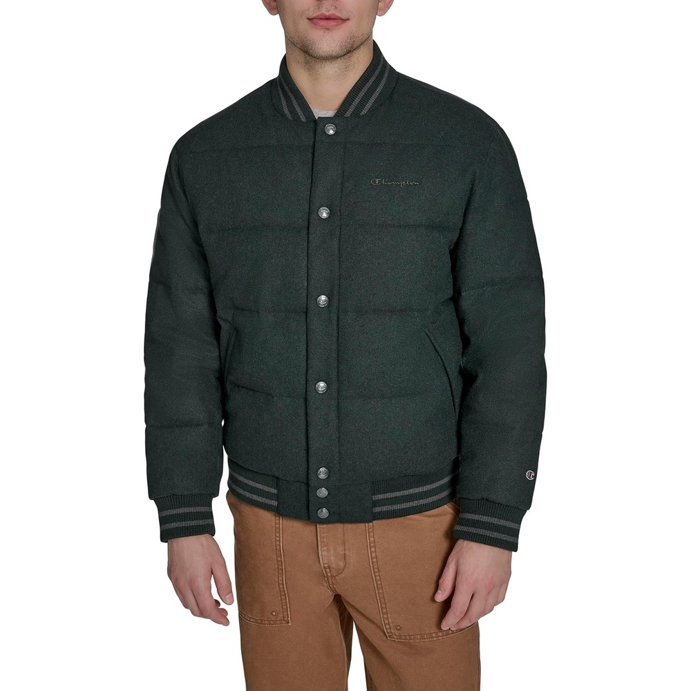 image:imageChampion Mens Varsity Bomber Puffer JacketPine Wool