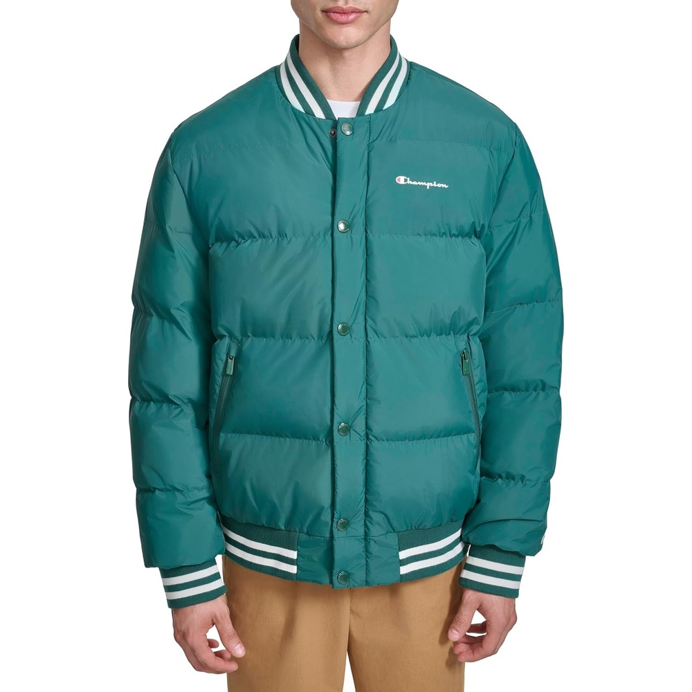image:imageChampion Mens Varsity Bomber Puffer JacketRainforest