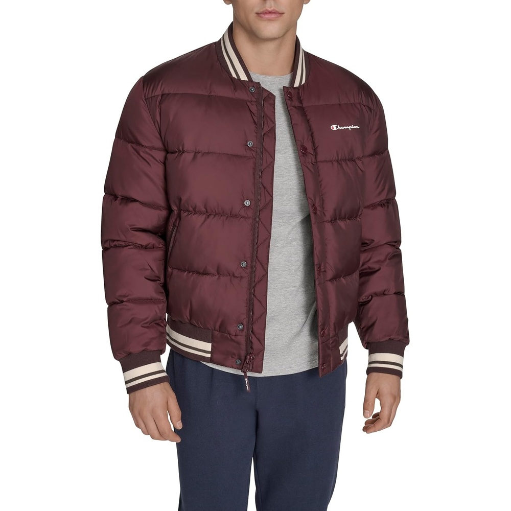 image:imageChampion Mens Varsity Bomber Puffer JacketWine Tech