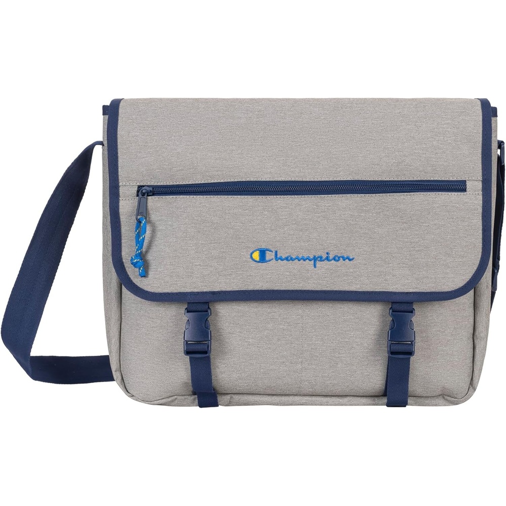 image:imageChampion Phase Messenger Bag With Padded Laptop Sleeve Adjustable Strap for Work Travel OfficeLight Heather GreyBlue Depths