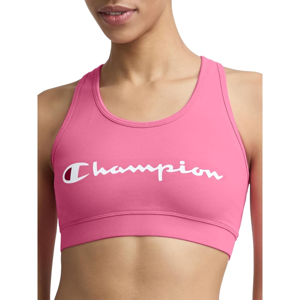 image:imageChampion Womens Champion Script Sports Bra Flexible FitPink Cosmos Script Logo