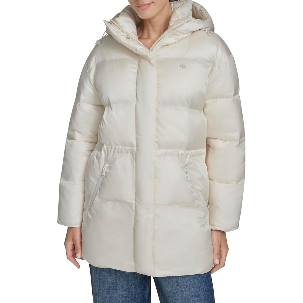 image:imageChampion Womens Cinch Waist Quilted Puffer JacketWhite