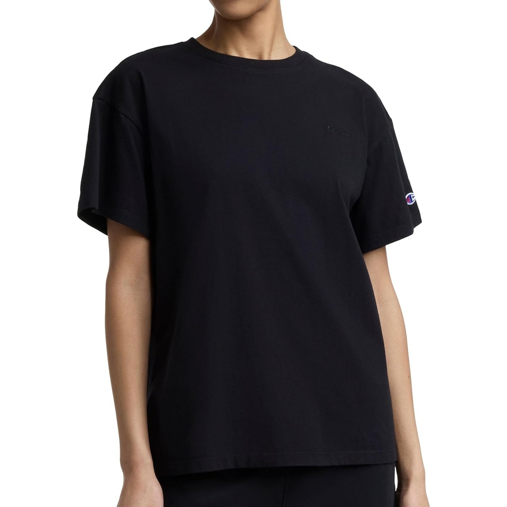 image:imageChampion Womens Classic Short Sleeve Graphic TShirt Loose Fit Script LogoBlack Tonal Script Logo