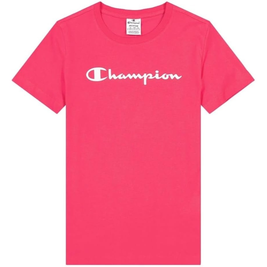image:imageChampion Womens Classic Short Sleeve Graphic TShirt Standard Fit Script LogoHotpink