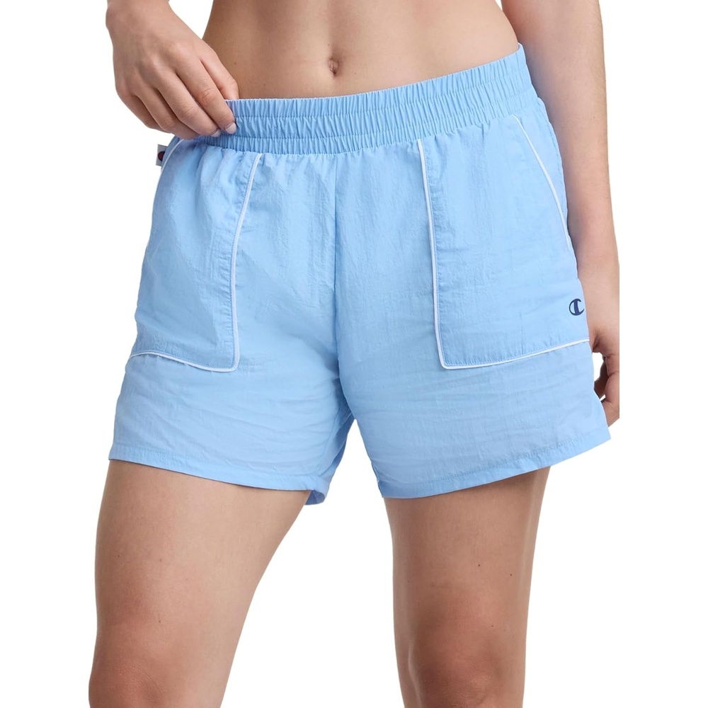 image:imageChampion Womens Courtside 5 Short with Piping Standard Fit Crinkle NylonPlacid Blue