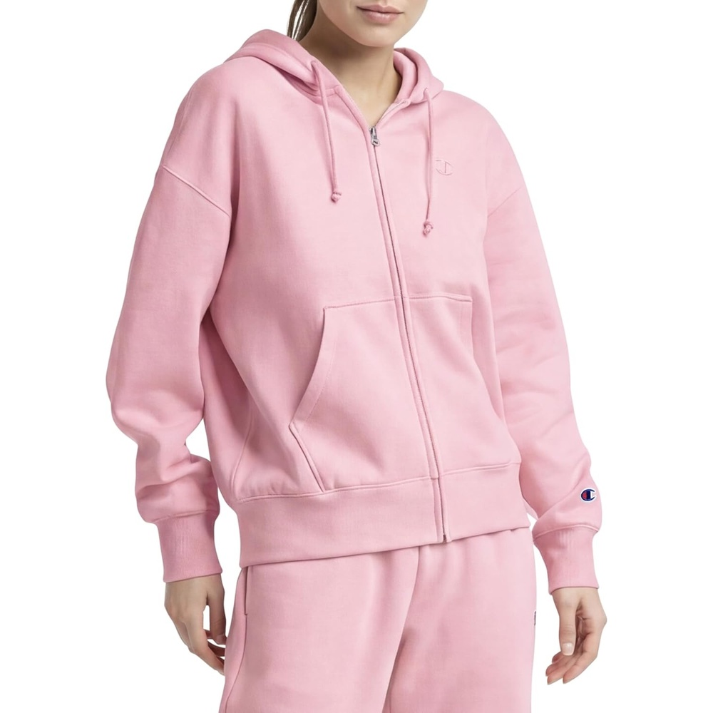 image:imageChampion Womens Full Zip Fleece Hoodie Loose Fit Midweight C Logo Available in Regular and PlusRose Shadow  C Logo