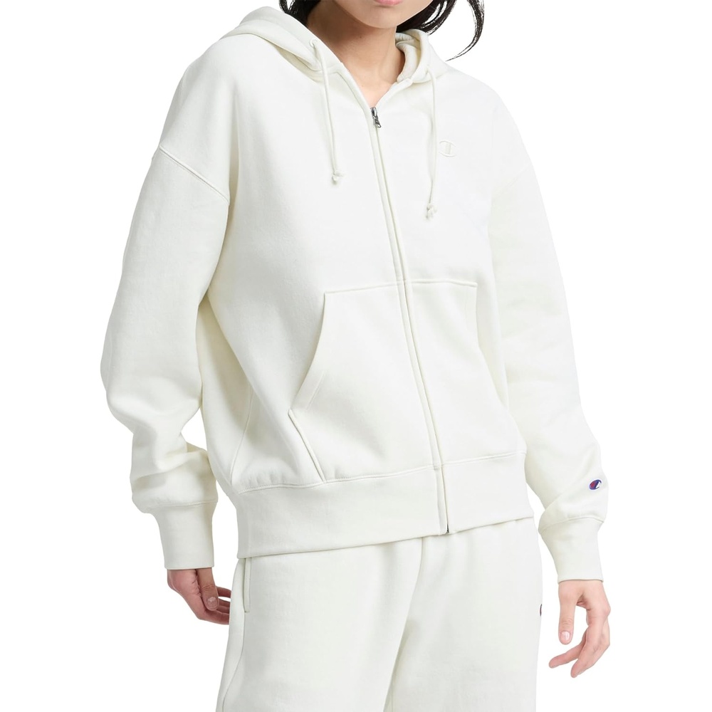 image:imageChampion Womens Full Zip Fleece Hoodie Loose Fit Midweight C Logo Available in Regular and PlusUnbleached Cotton C Logo
