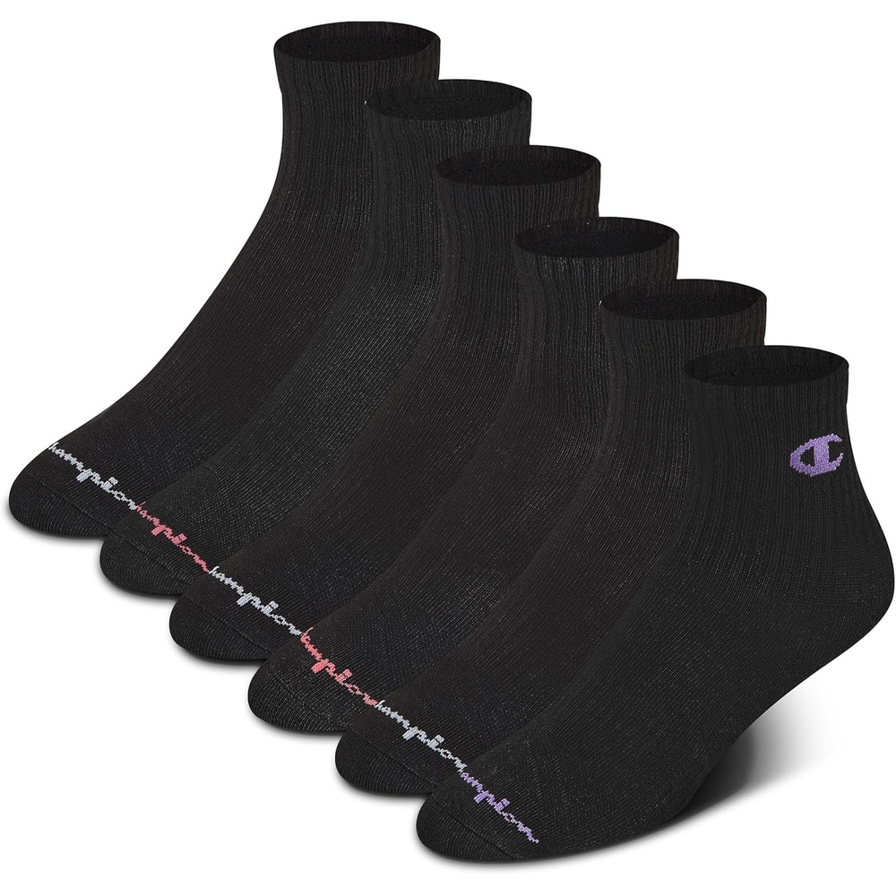 image:imageChampion Womens High Quarter Socks 6pack Cushioned Athletic Socks With Moisturewicking Arch Support Size 59Black