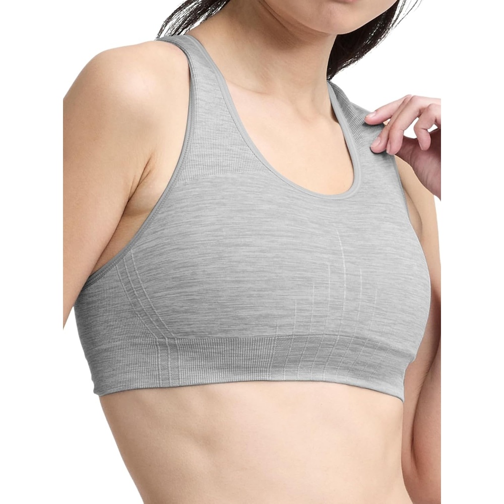 image:imageChampion Womens Infinity Racerback Sports Bra Moderate Support Seamless Moisture WickingOxford Gray Heather  C Logo